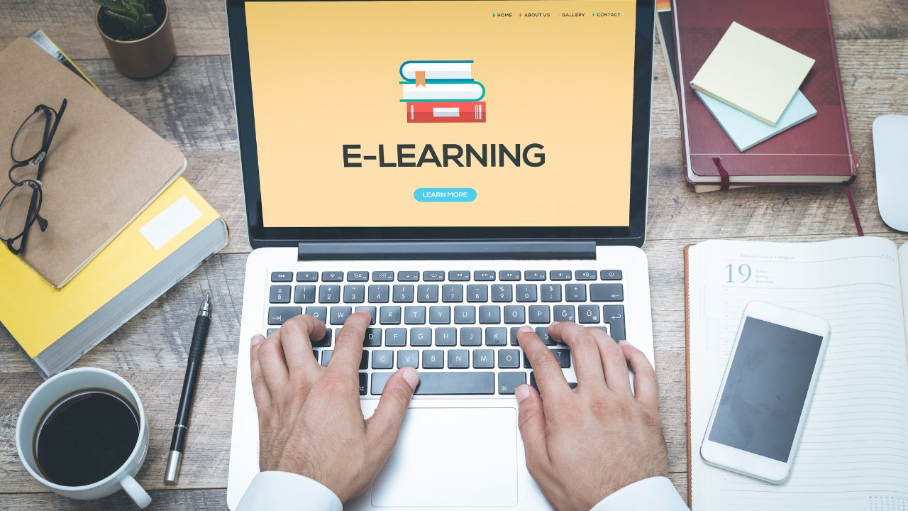 Open laptop on an e-learning platform